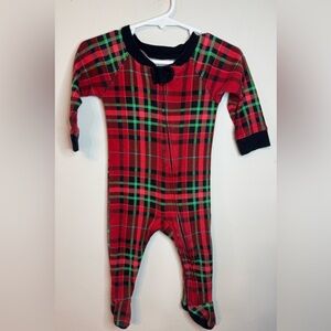 Wondershop |Plaid Red and Green Zip Up Baby Sleep & Play Footies | 3-6 Months